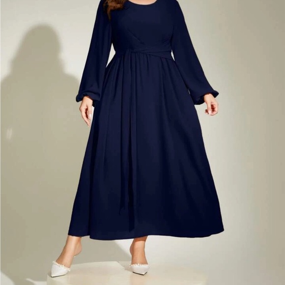 SHEIN -  Plus Size Navy Blue Dress with Long Sleeves - Picture 3 of 3